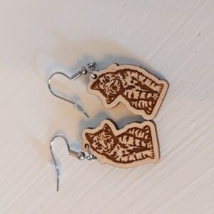 BOGO! Handmade Wooden Cutie Cat Earrings